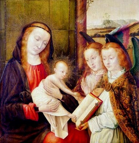 Jan provoost Madonna and Child with two angels